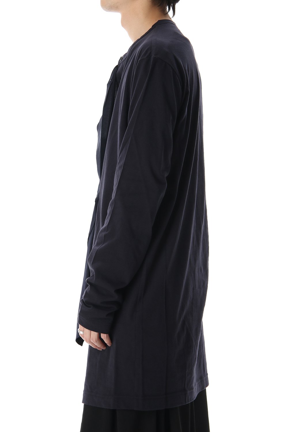 ジャージー ファブリック ミックス スイッチング ドレス シャツ Navy