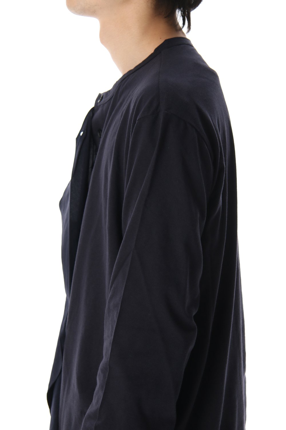 ジャージー ファブリック ミックス スイッチング ドレス シャツ Navy