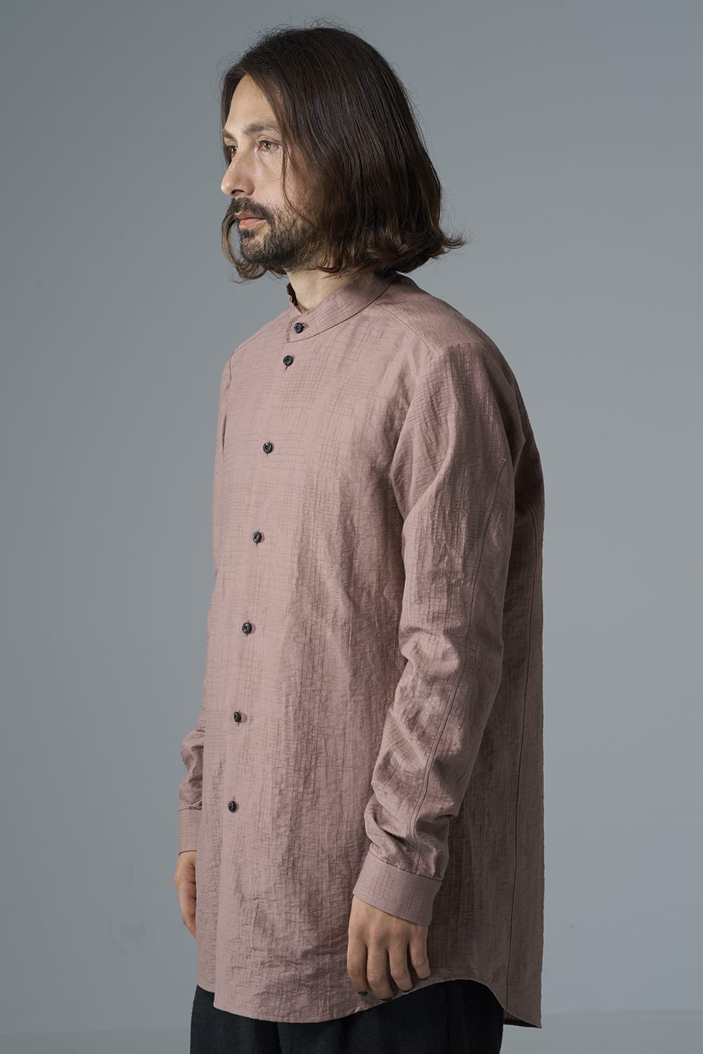 Shirt cotton / nylon Shadow jacquard  Pink Gray