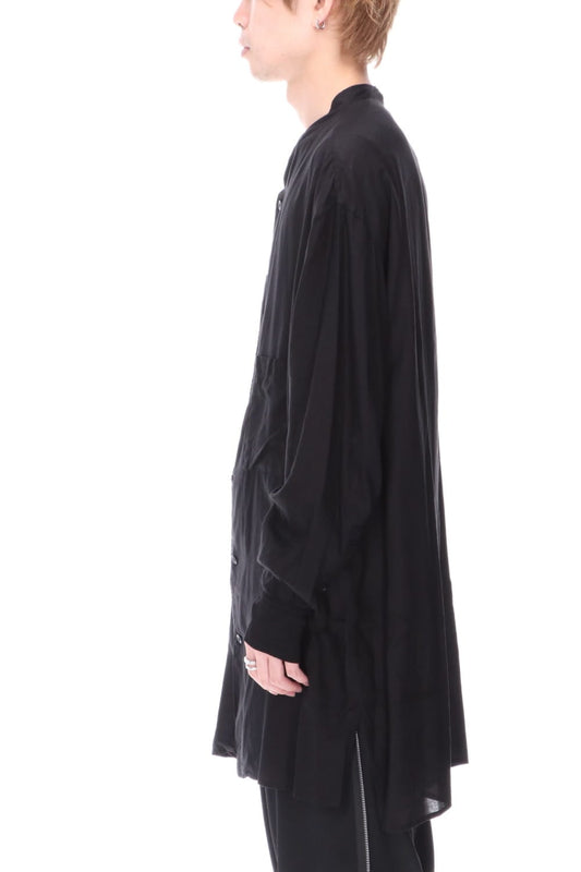 Rayon Tencel Open Collar Long Shirt