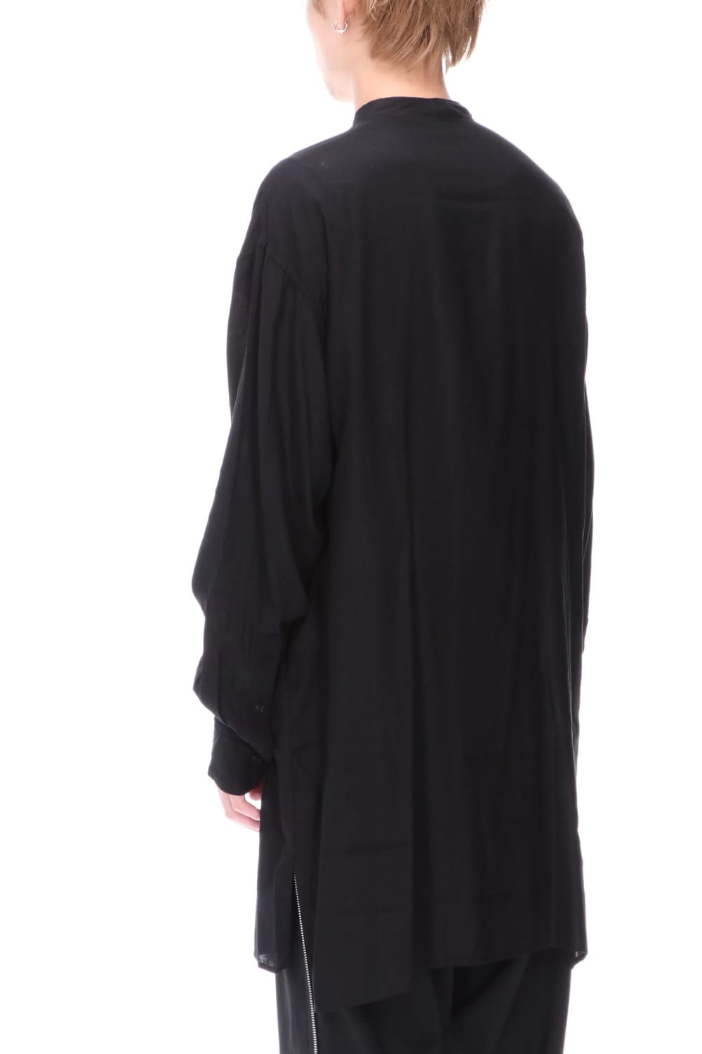 Rayon Tencel Open Collar Long Shirt