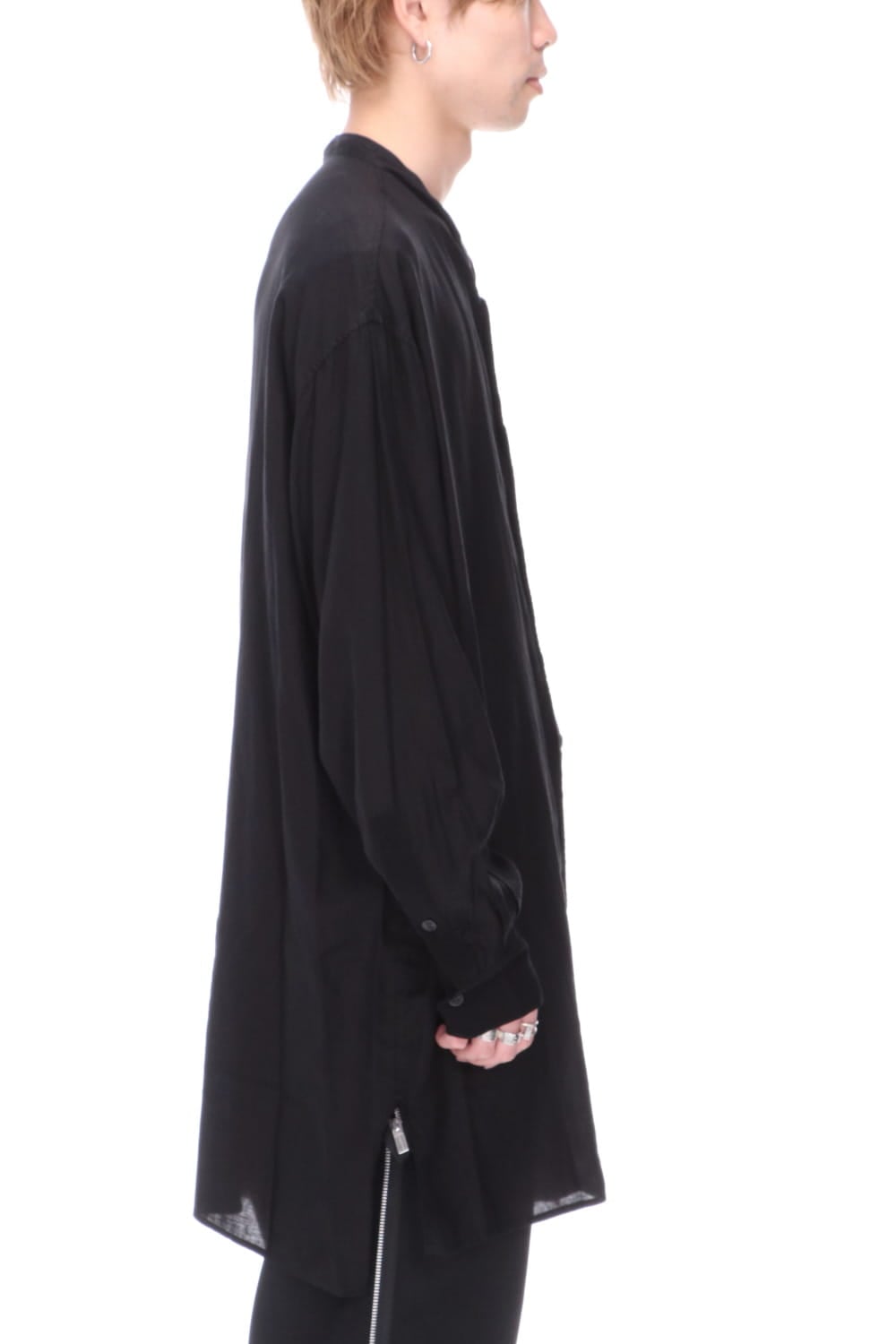 Rayon Tencel Open Collar Long Shirt