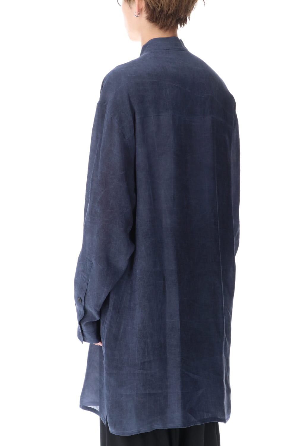 Cupro Salt shrink Stand Collar Blouse