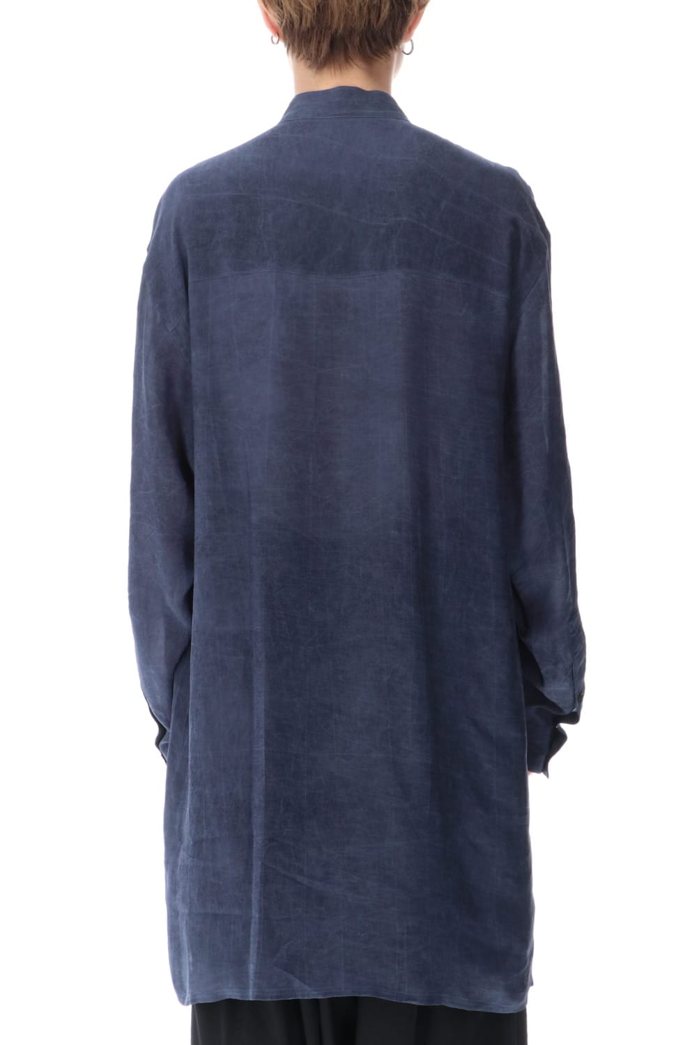 Cupro Salt shrink Stand Collar Blouse