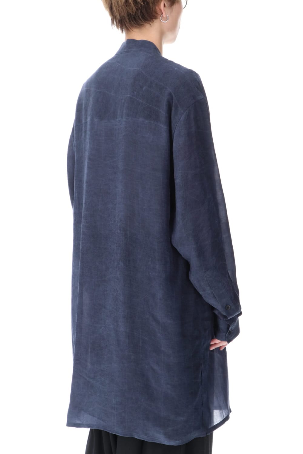 Cupro Salt shrink Stand Collar Blouse