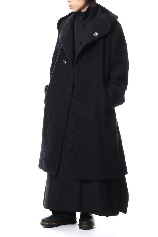 W hooded coat knit mossa