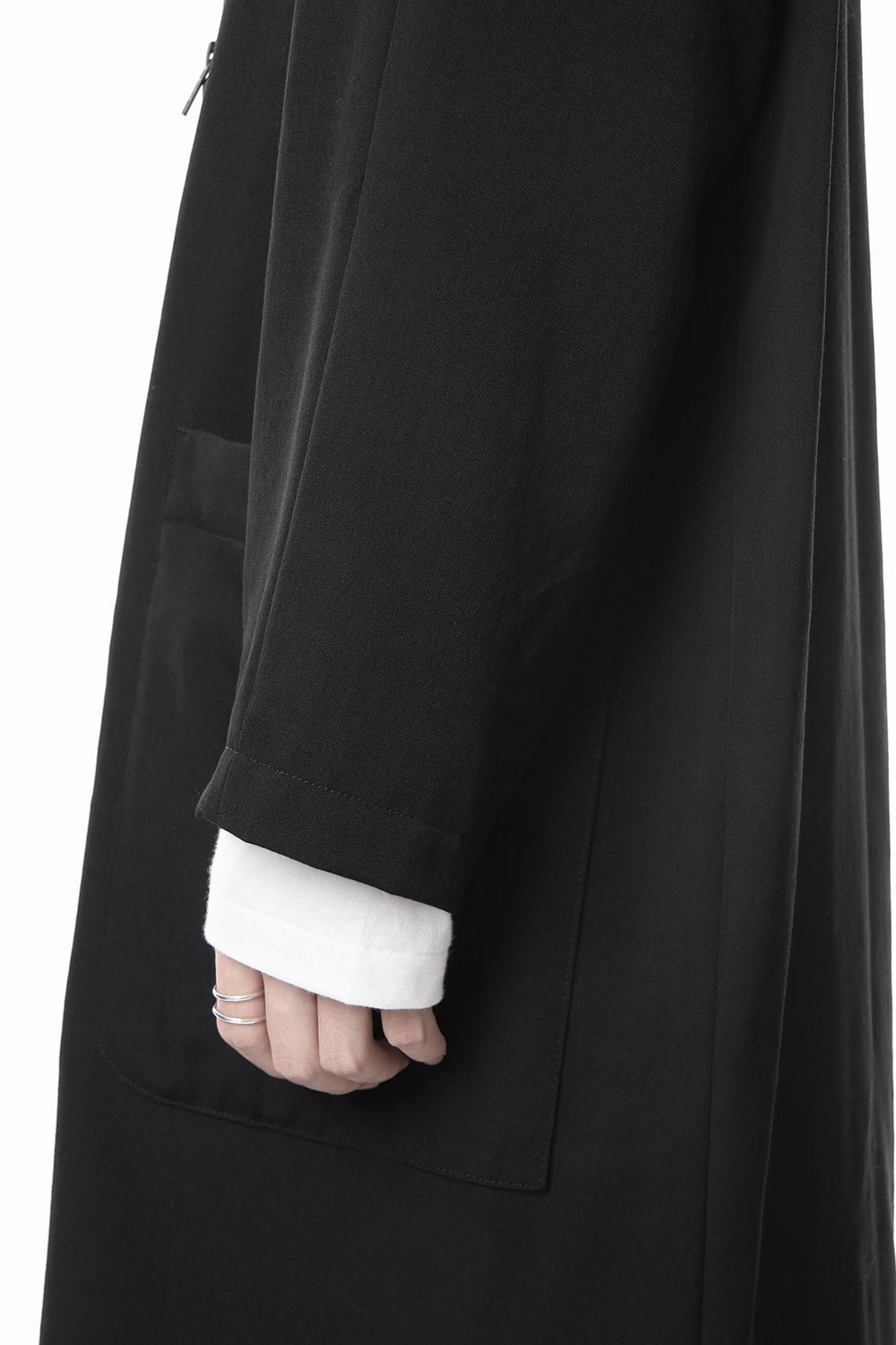 Hooded Double Fastener Long Coat - NV-C52-100