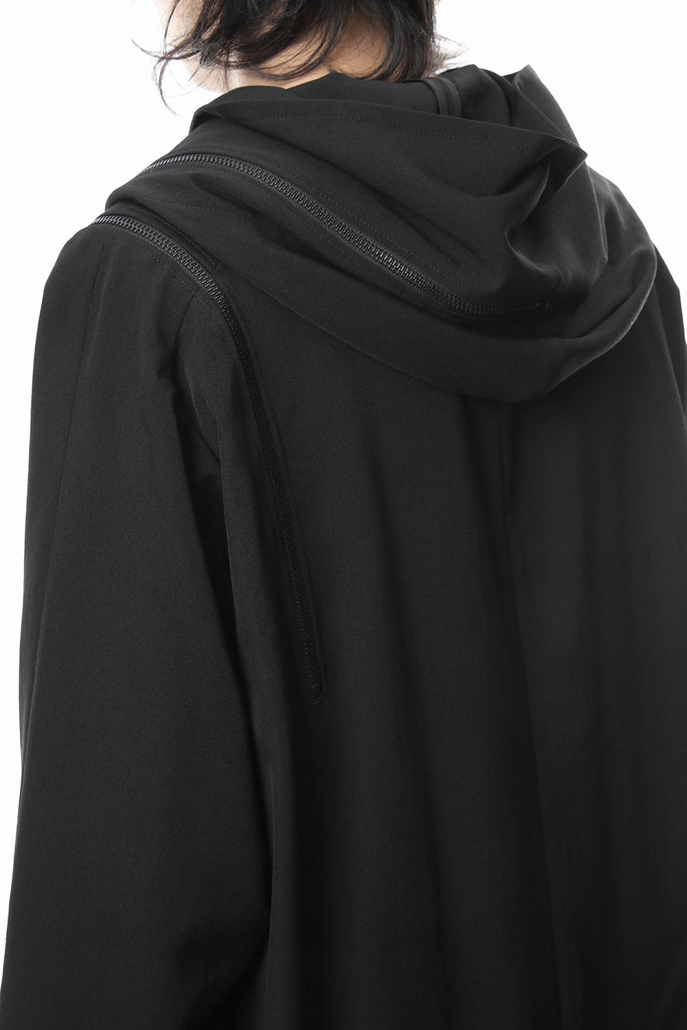 Hooded Double Fastener Long Coat - NV-C52-100