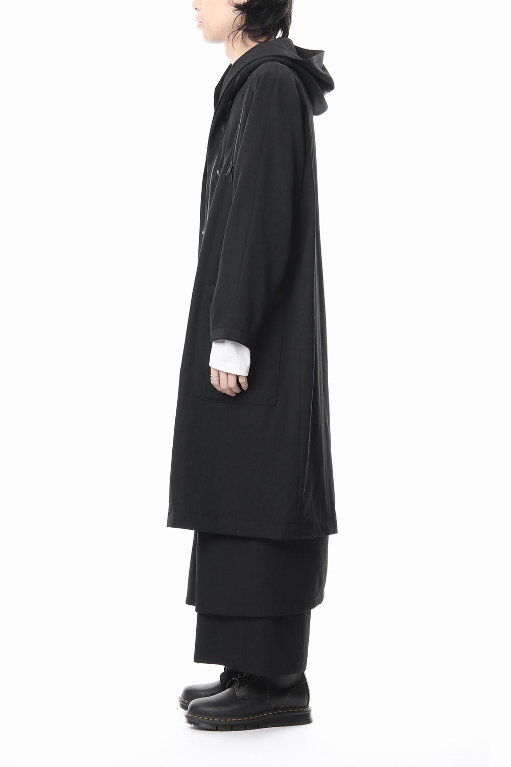 Hooded Double Fastener Long Coat - NV-C52-100