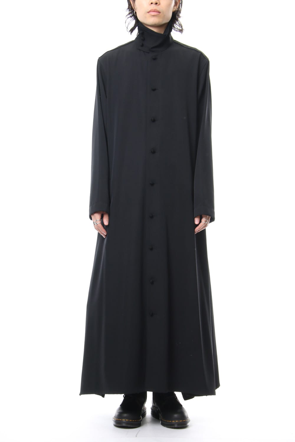 N-Stand hem slit long dress shirt