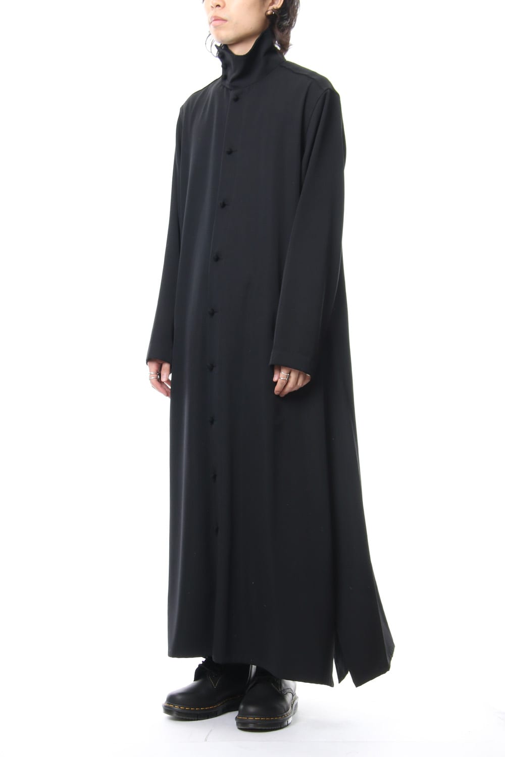N-Stand hem slit long dress shirt