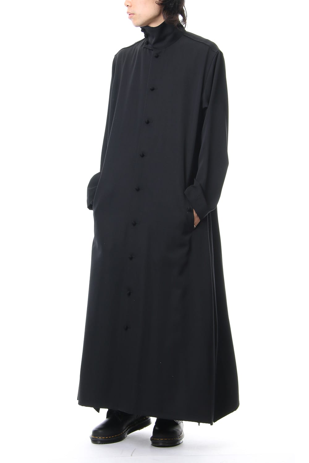 N-Stand hem slit long dress shirt