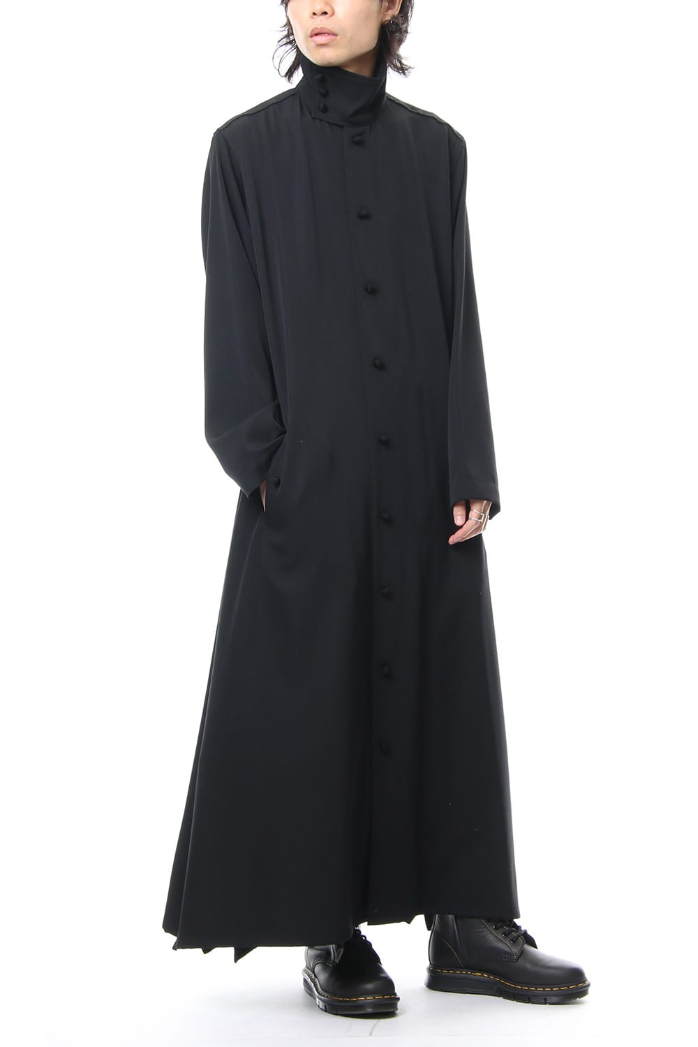 N-Stand hem slit long dress shirt