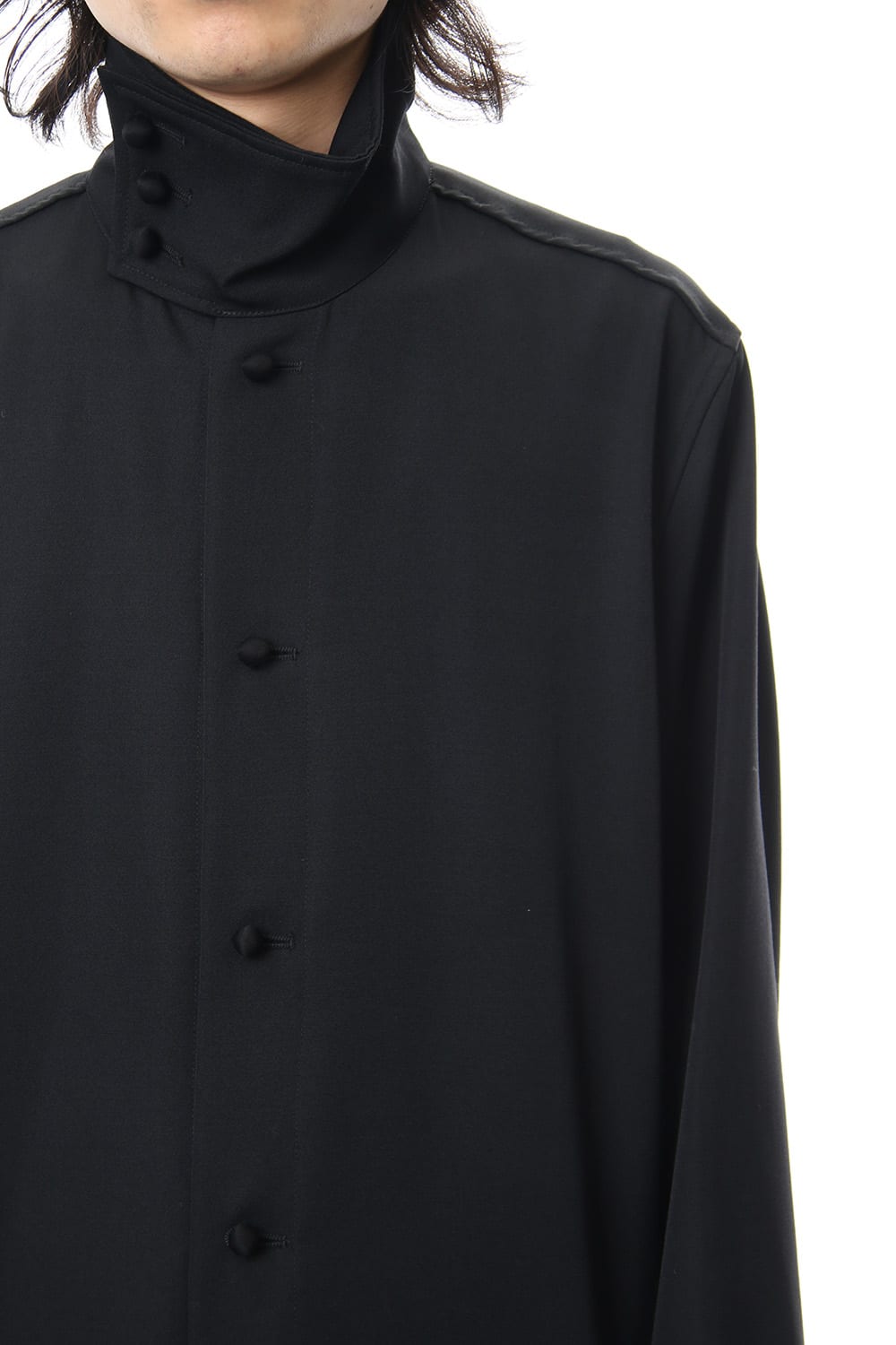 N-Stand hem slit long dress shirt