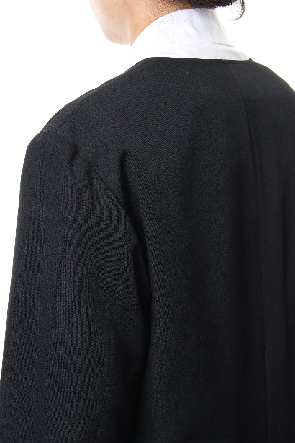 No Collar Jacket Wrinkled Gabardine