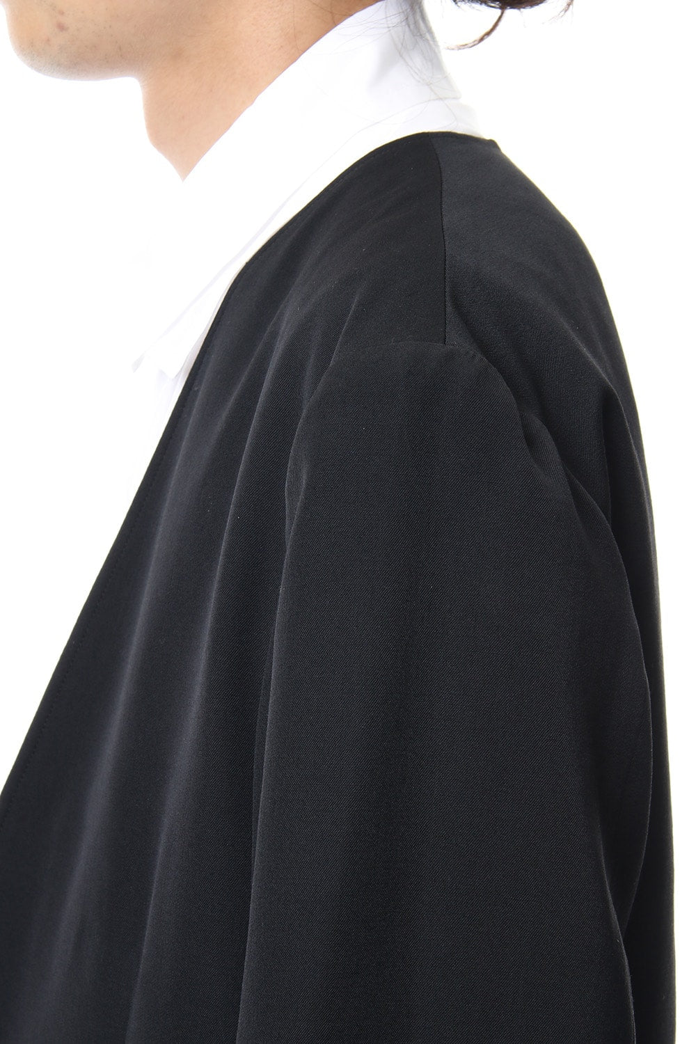 No Collar Jacket Wrinkled Gabardine