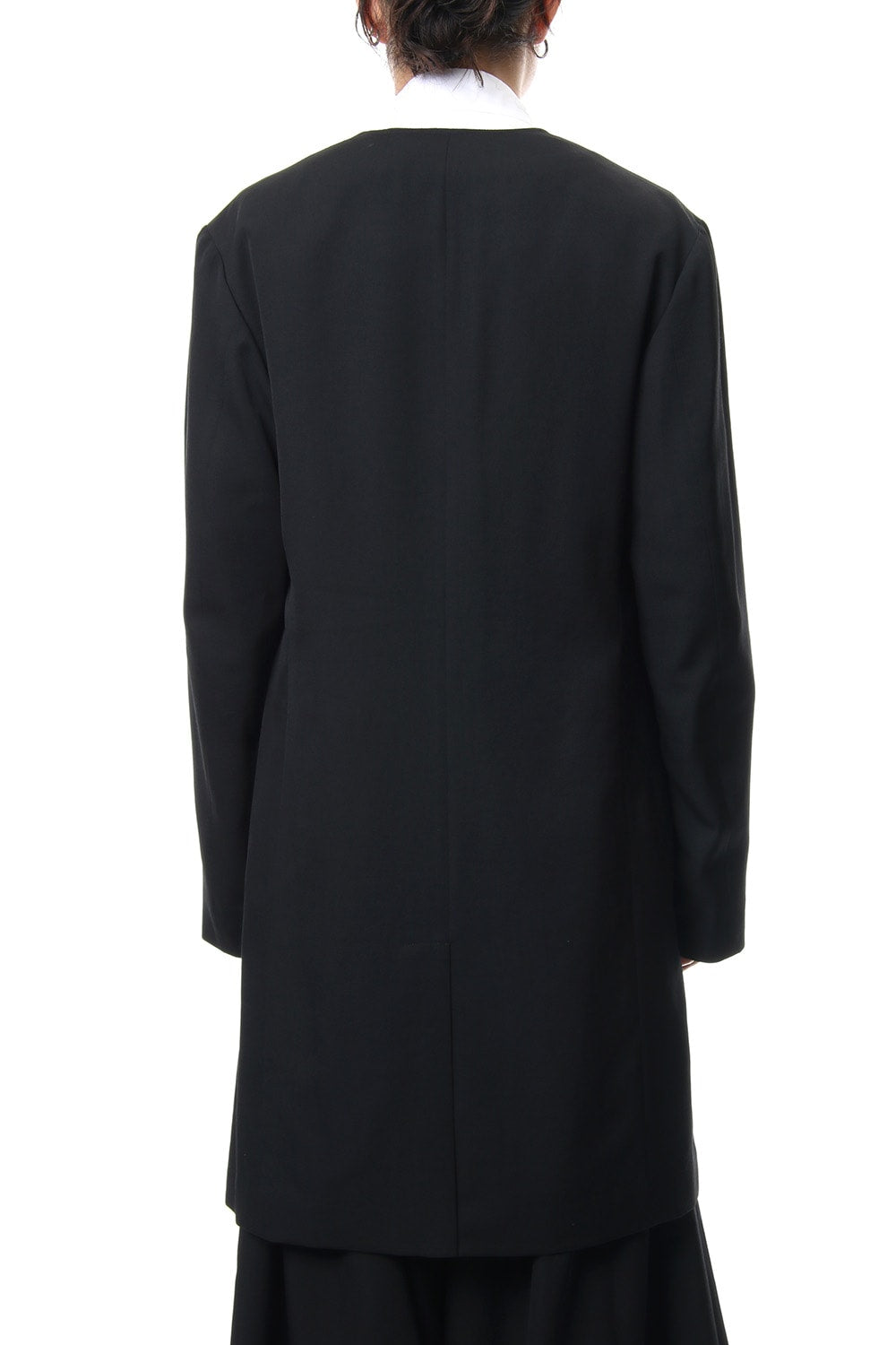 No Collar Jacket Wrinkled Gabardine