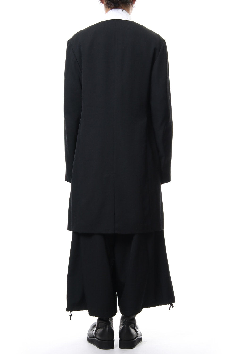 No Collar Jacket Wrinkled Gabardine