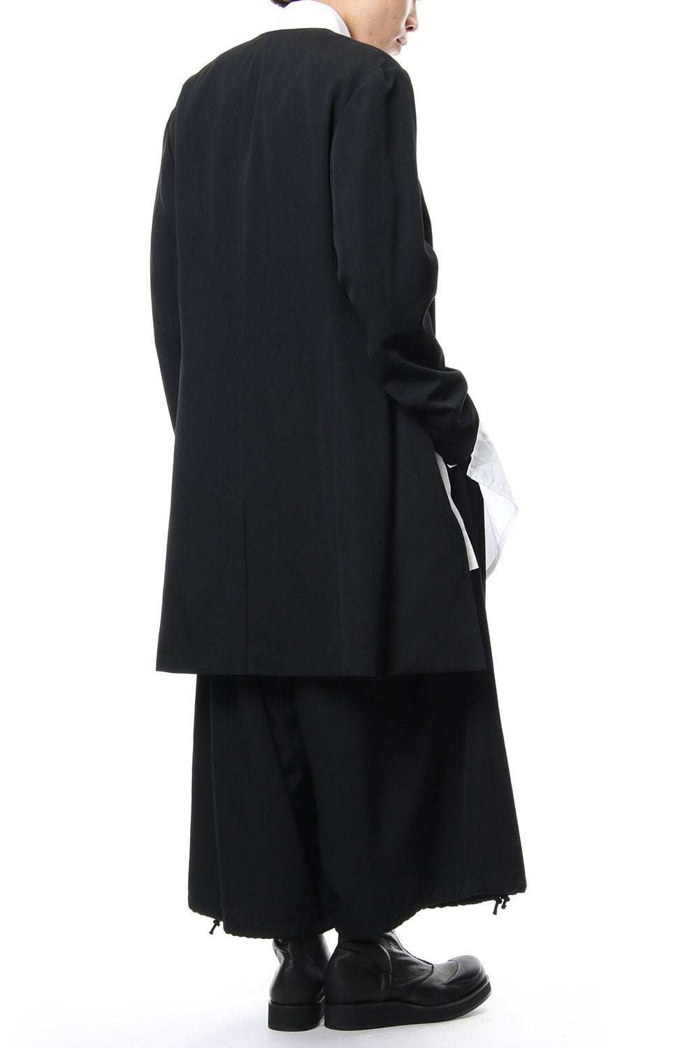 No Collar Jacket Wrinkled Gabardine