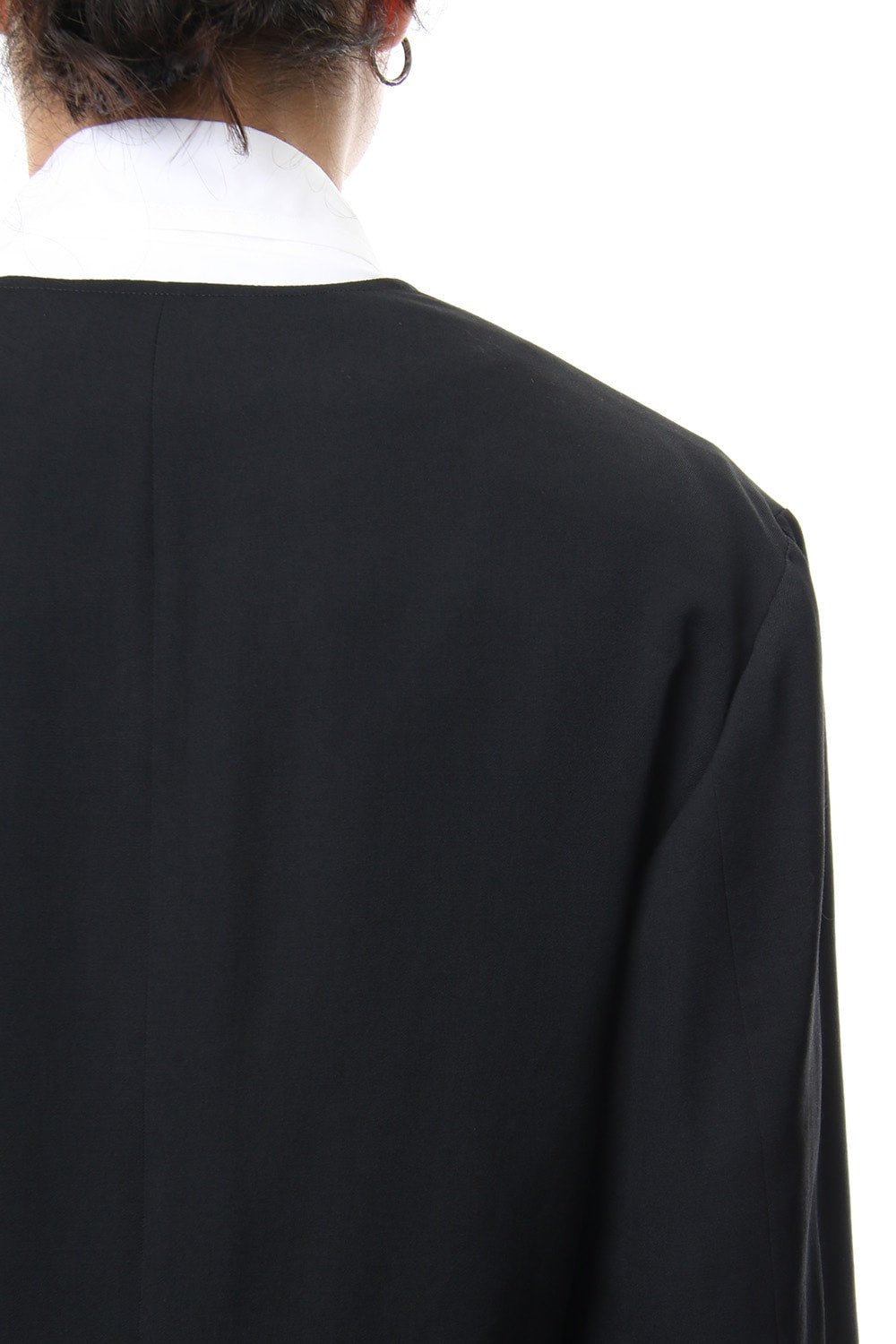 No Collar Jacket Wrinkled Gabardine