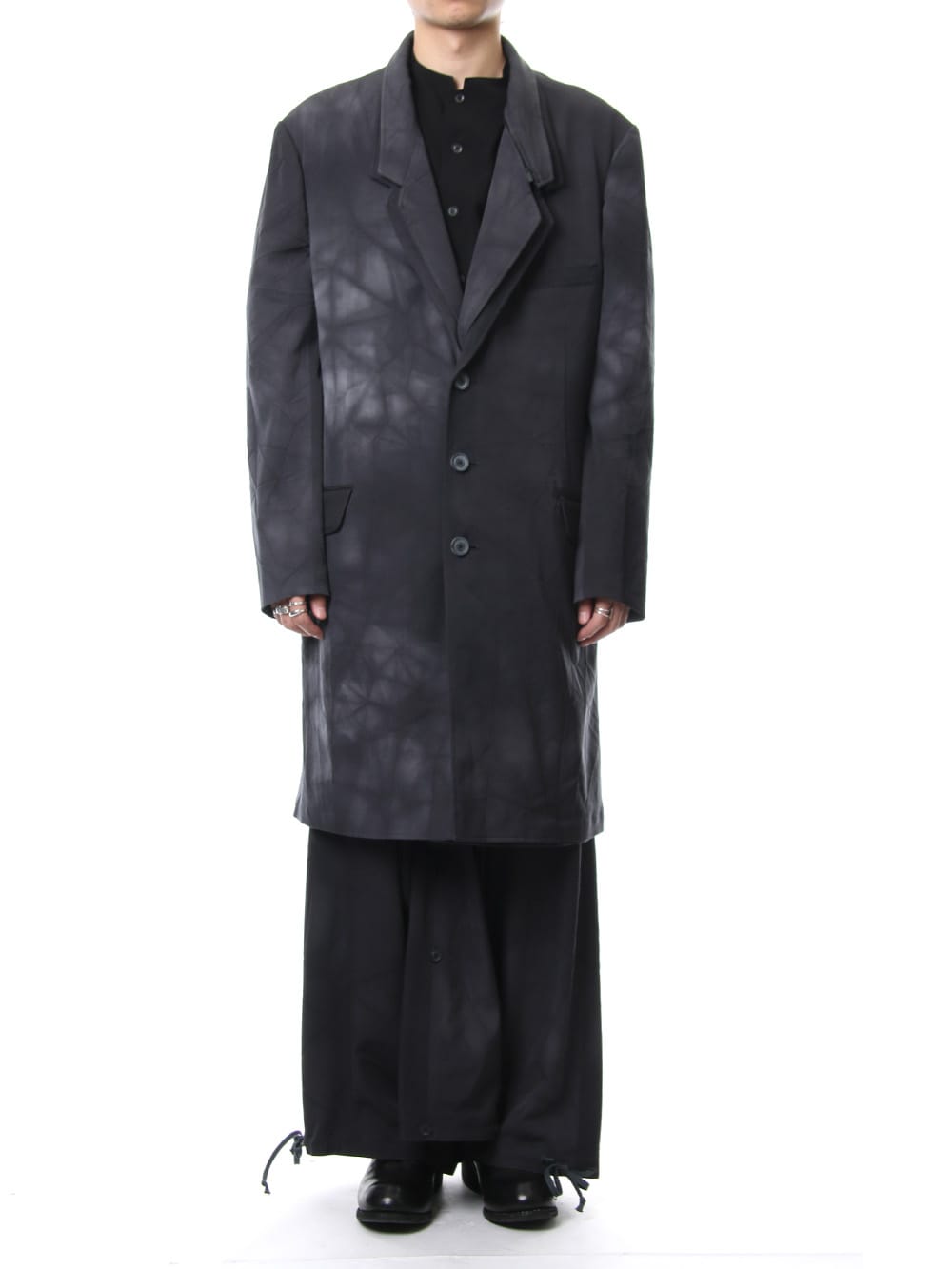 Sarouel Skirt Uneven Dyeing Wrinkled Gabardine 