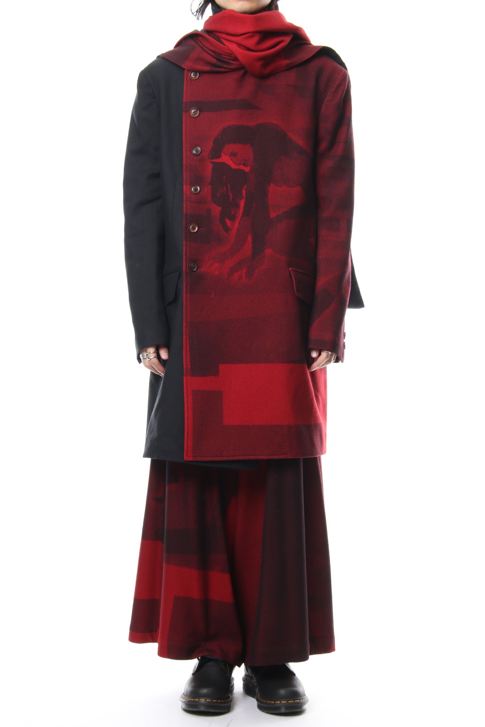 Red flannel scarf jacket