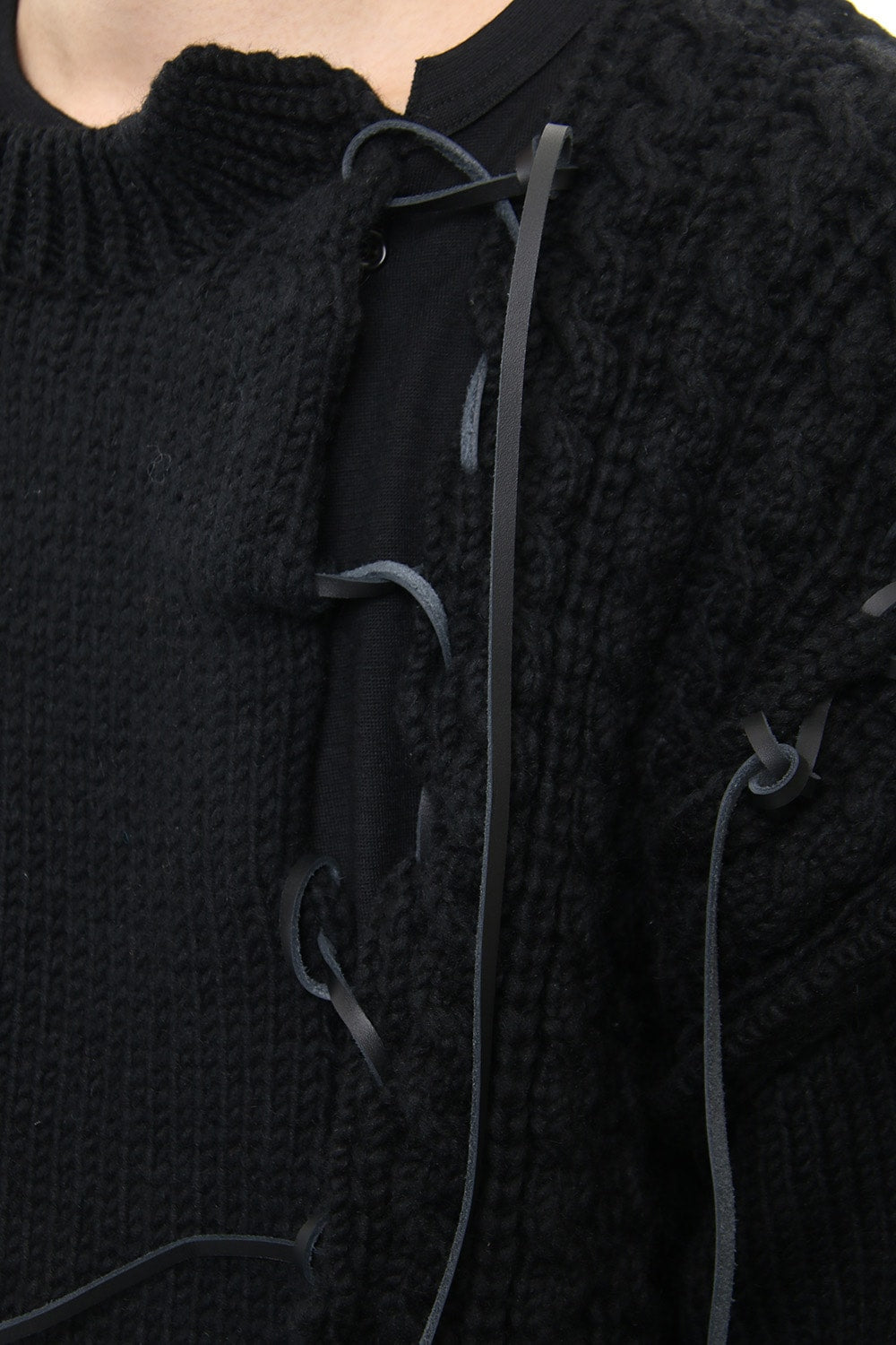 Leather Lace Seam Grafting Knit