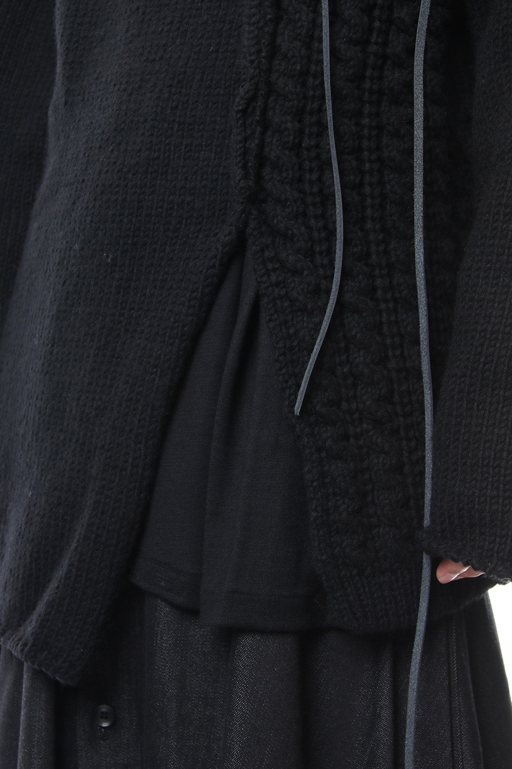 Leather Lace Seam Grafting Knit