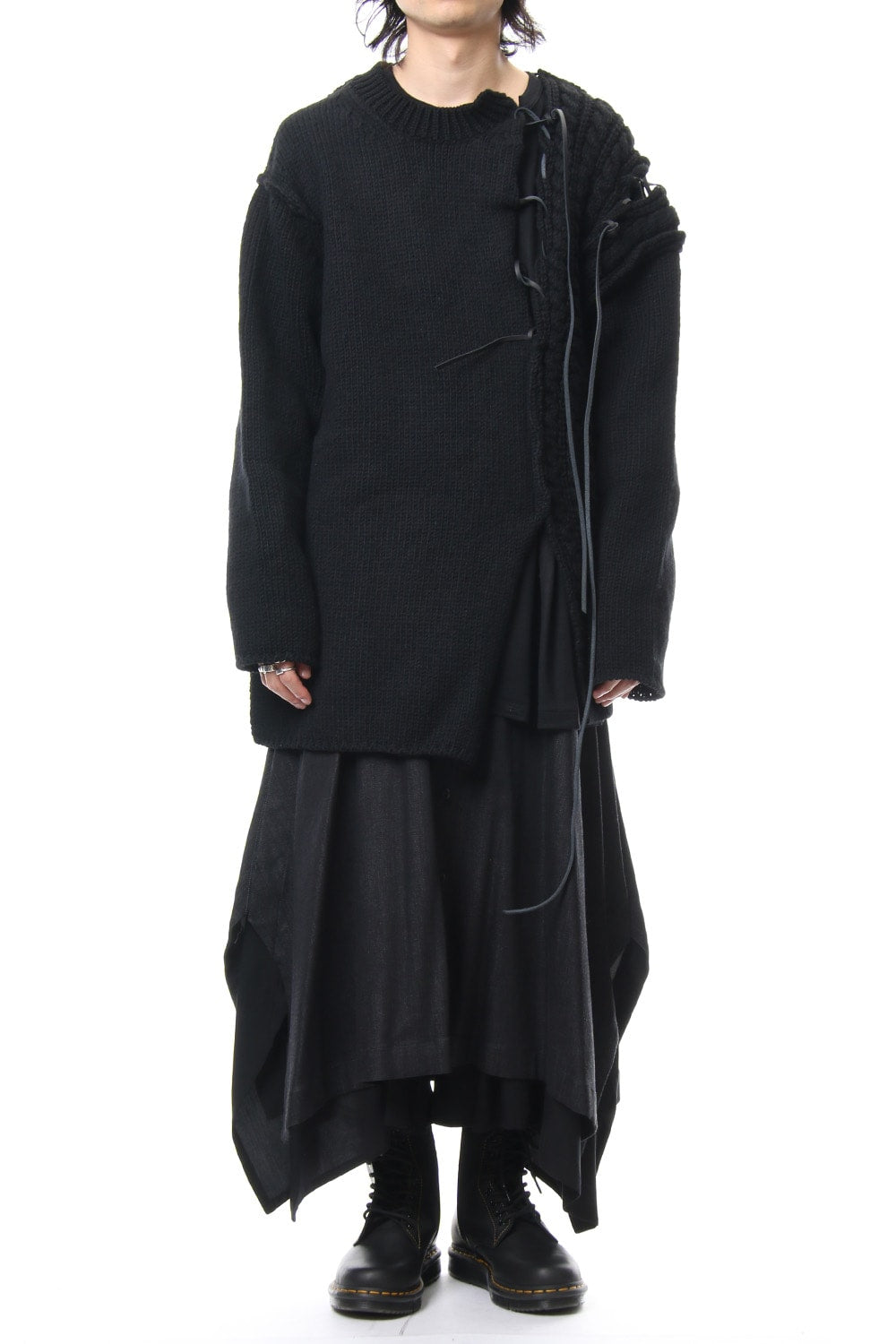 Leather Lace Seam Grafting Knit