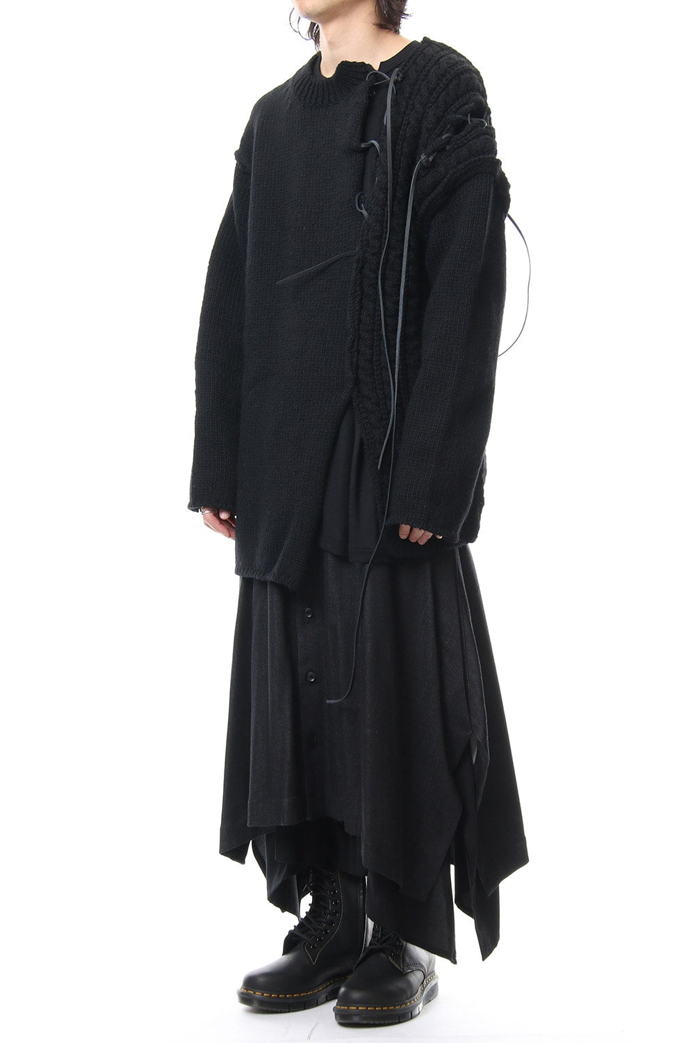 Leather Lace Seam Grafting Knit