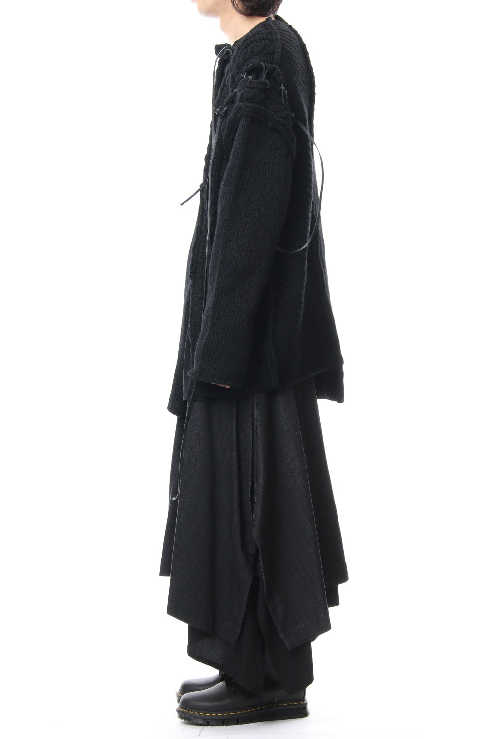 Leather Lace Seam Grafting Knit