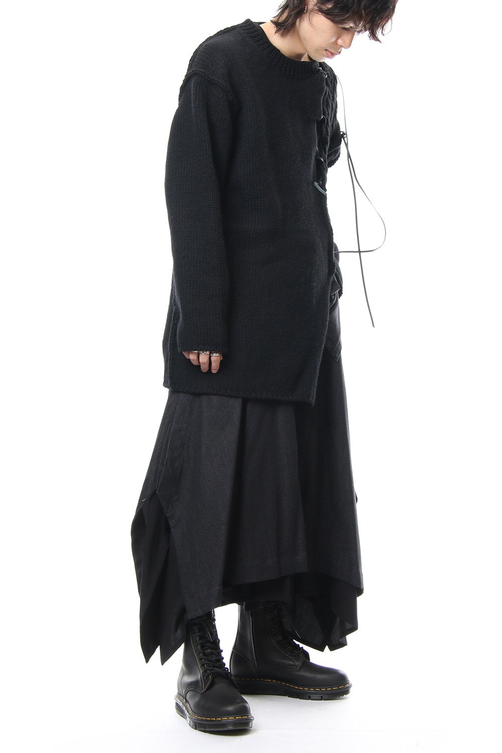 Leather Lace Seam Grafting Knit