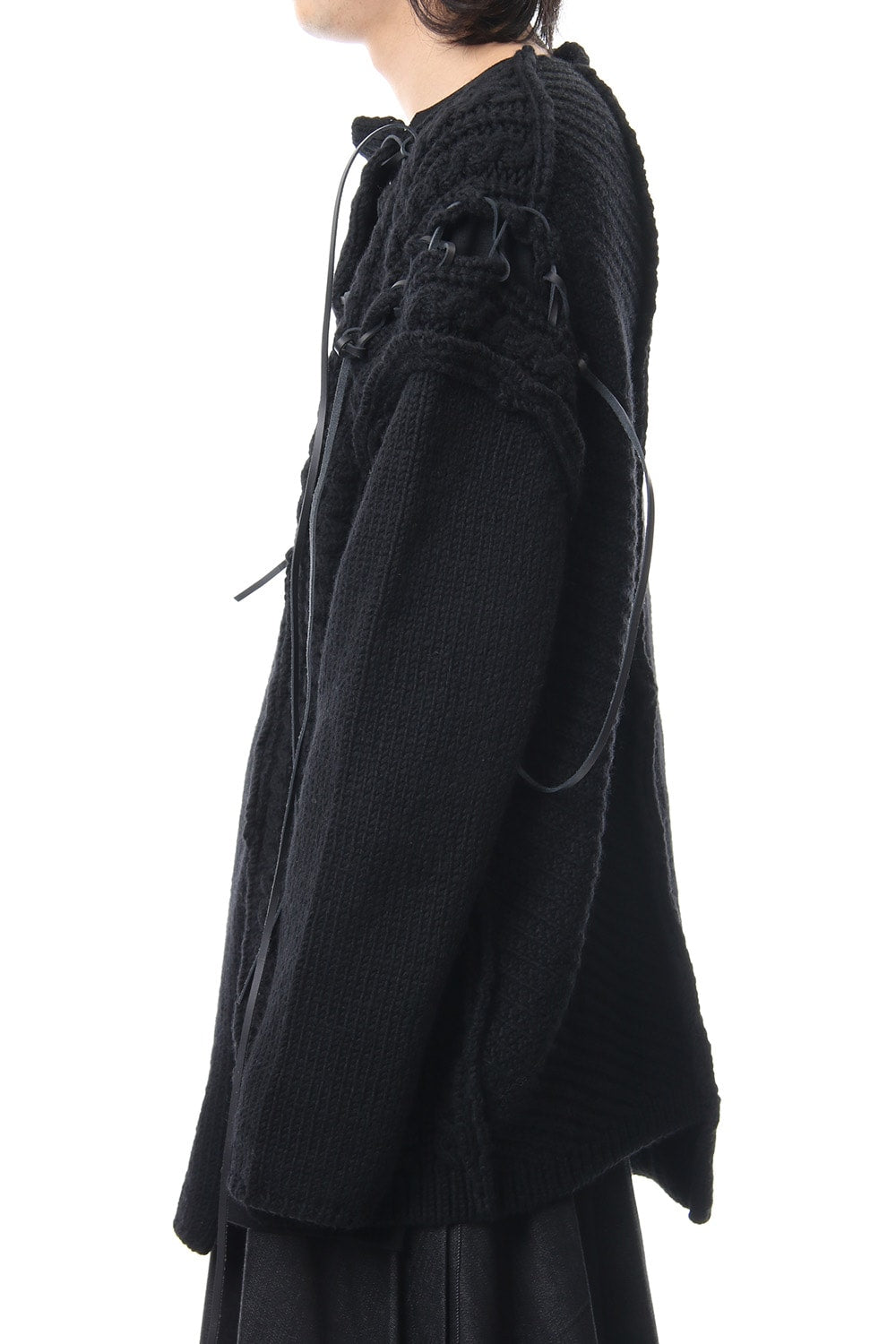 Leather Lace Seam Grafting Knit