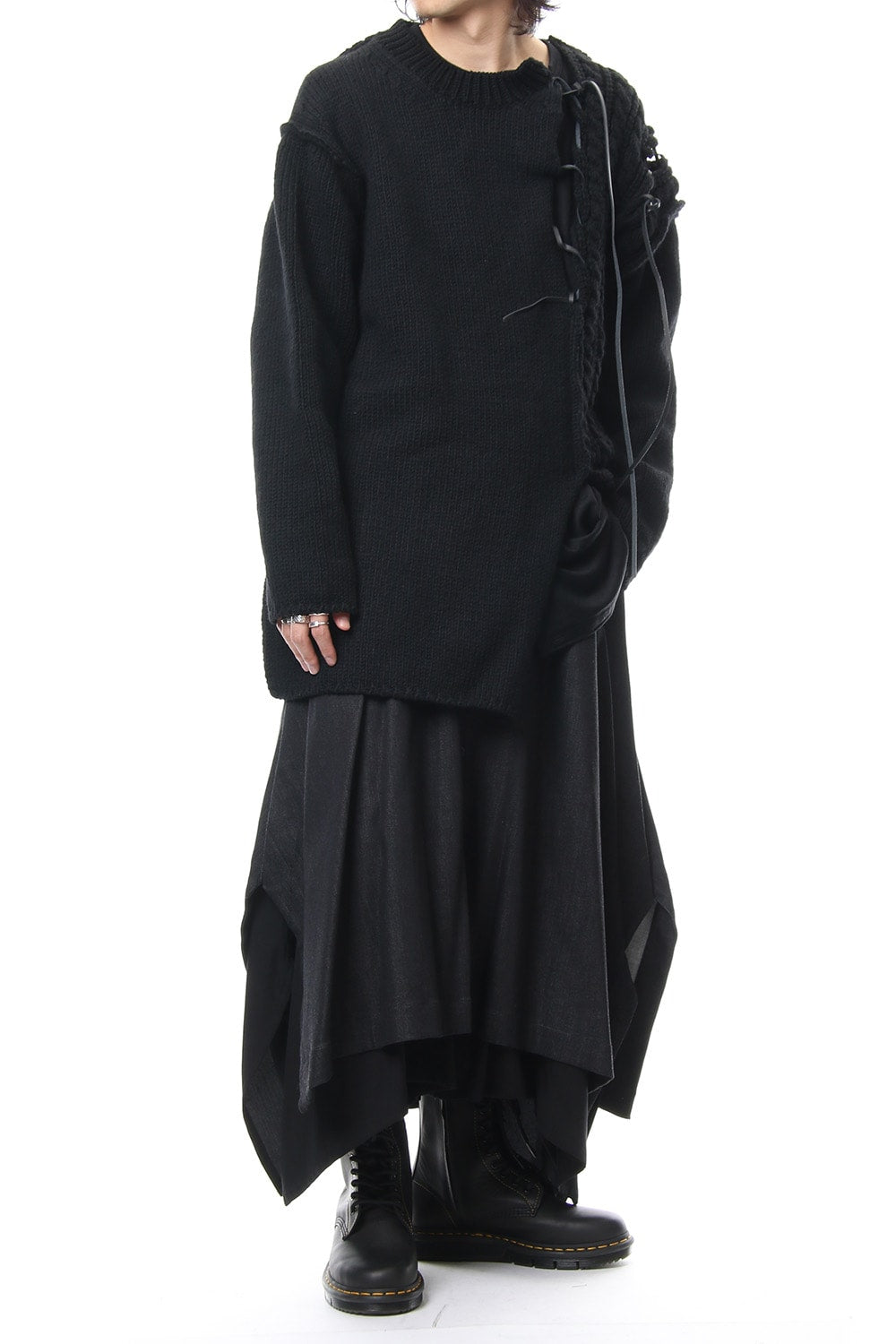 Leather Lace Seam Grafting Knit