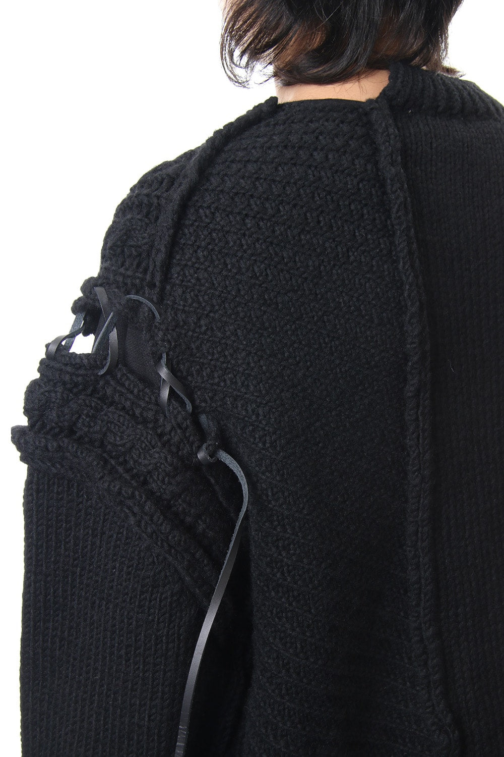 Leather Lace Seam Grafting Knit