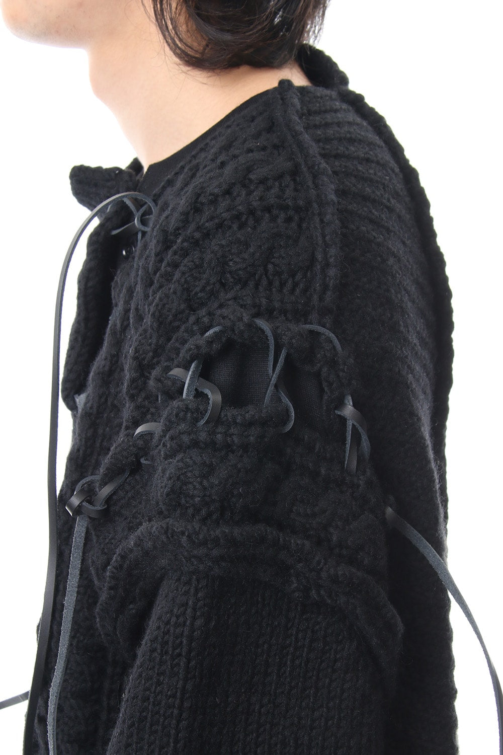 Leather Lace Seam Grafting Knit