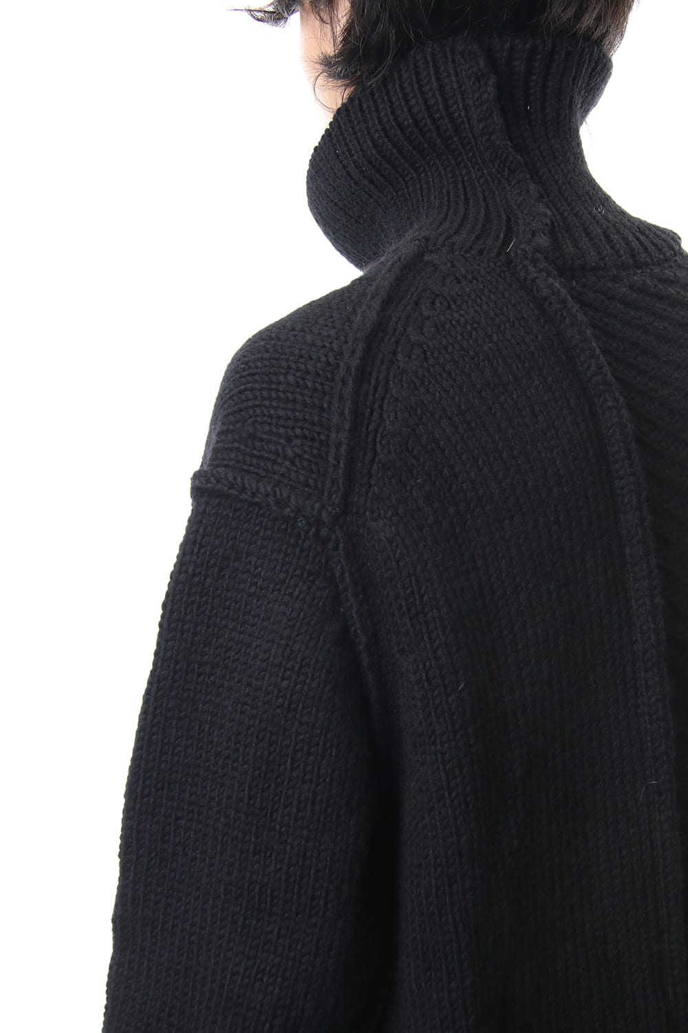 Leather Lace Seam Grafting Turtleneck Knit
