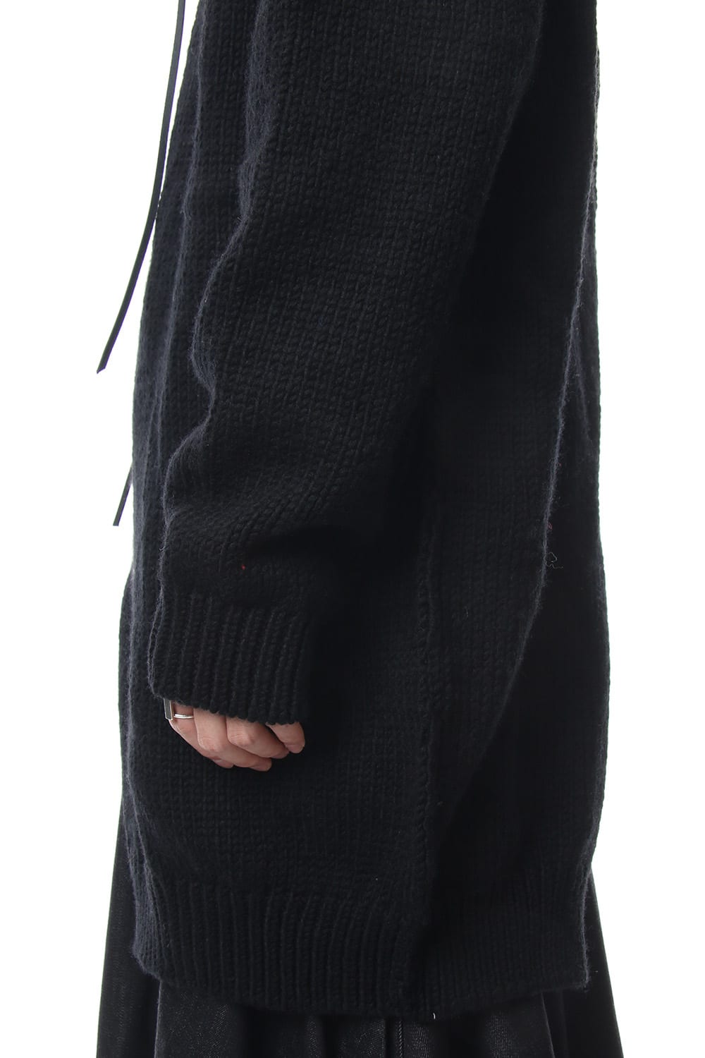 Leather Lace Seam Grafting Turtleneck Knit