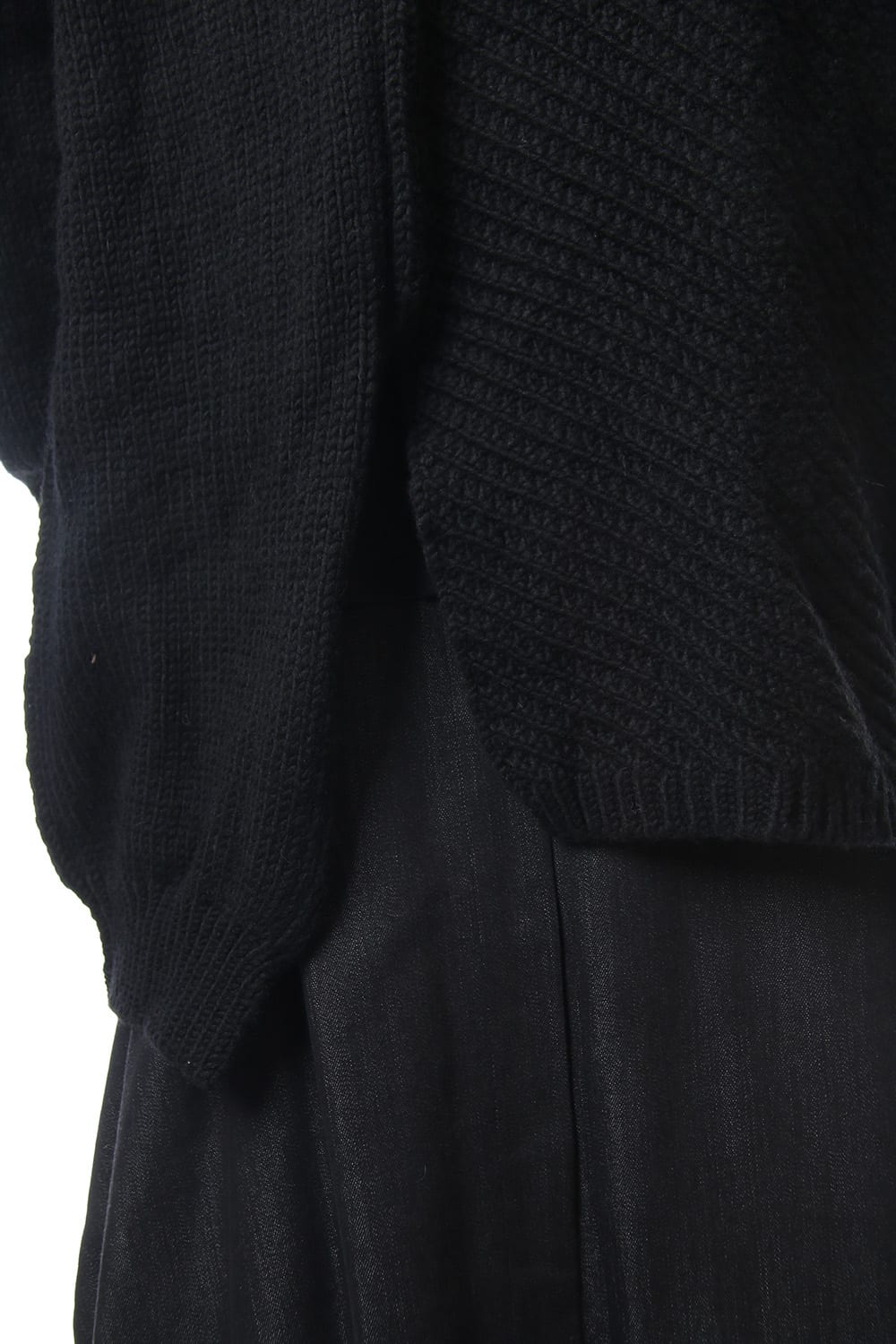 Leather Lace Seam Grafting Turtleneck Knit