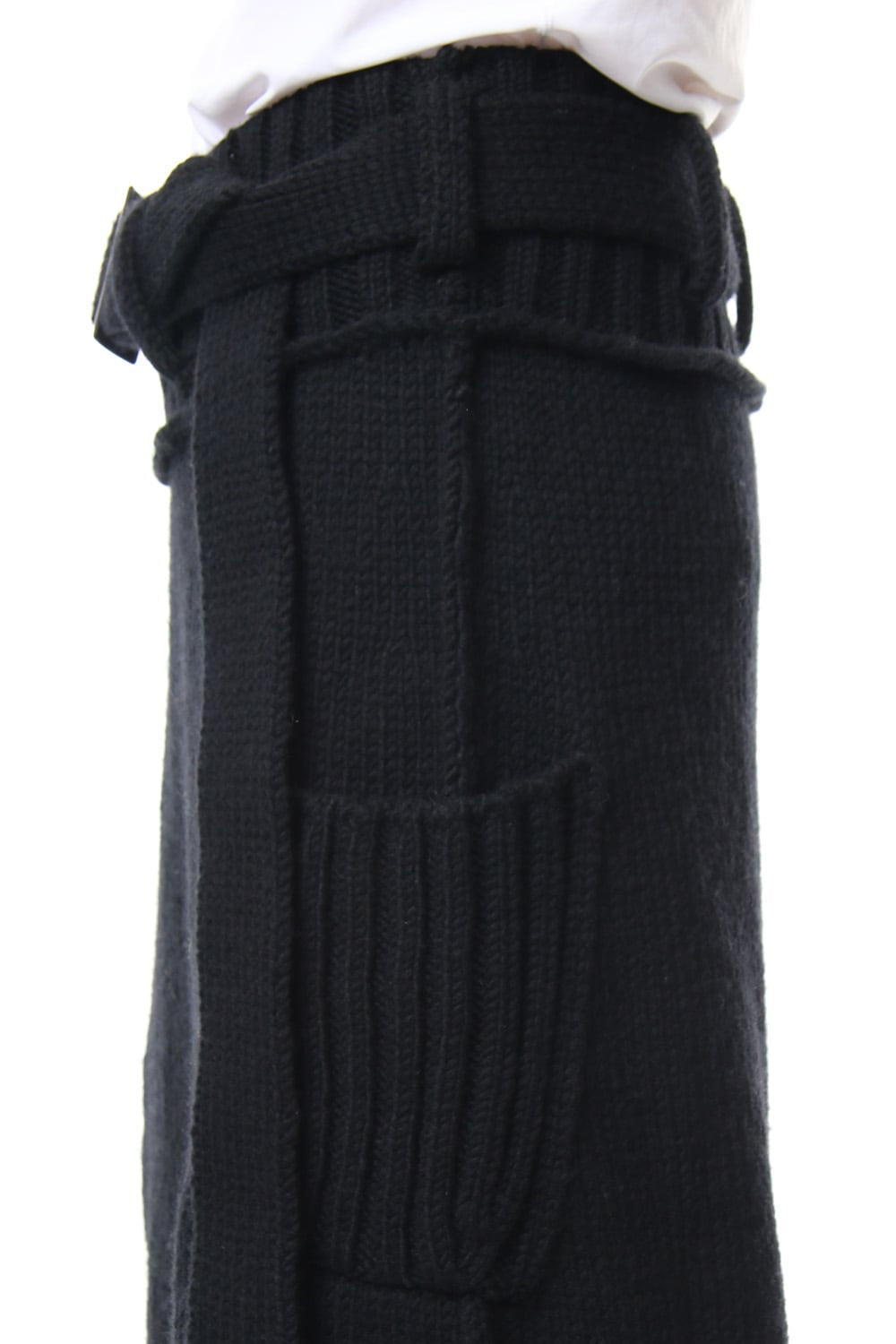 Leather Lace Seam Grafting Knit Long Skirt