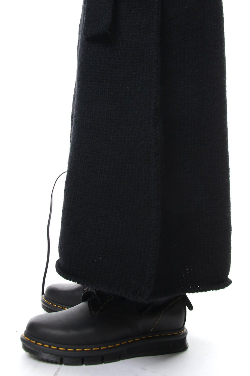 Leather Lace Seam Grafting Knit Long Skirt