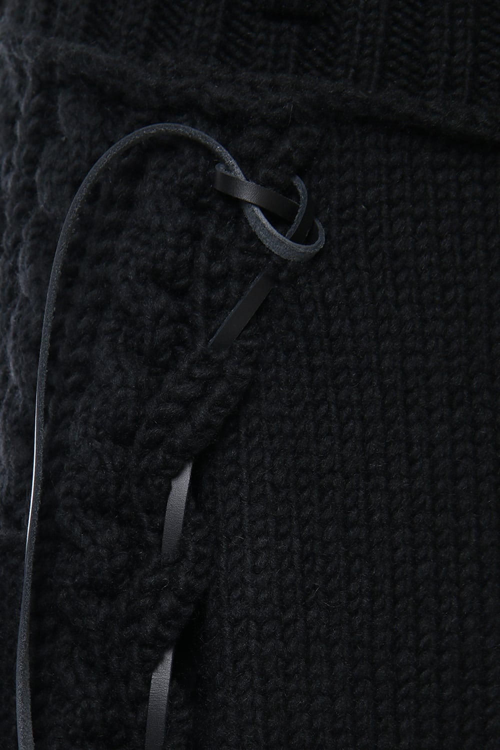 Leather Lace Seam Grafting Knit Long Skirt