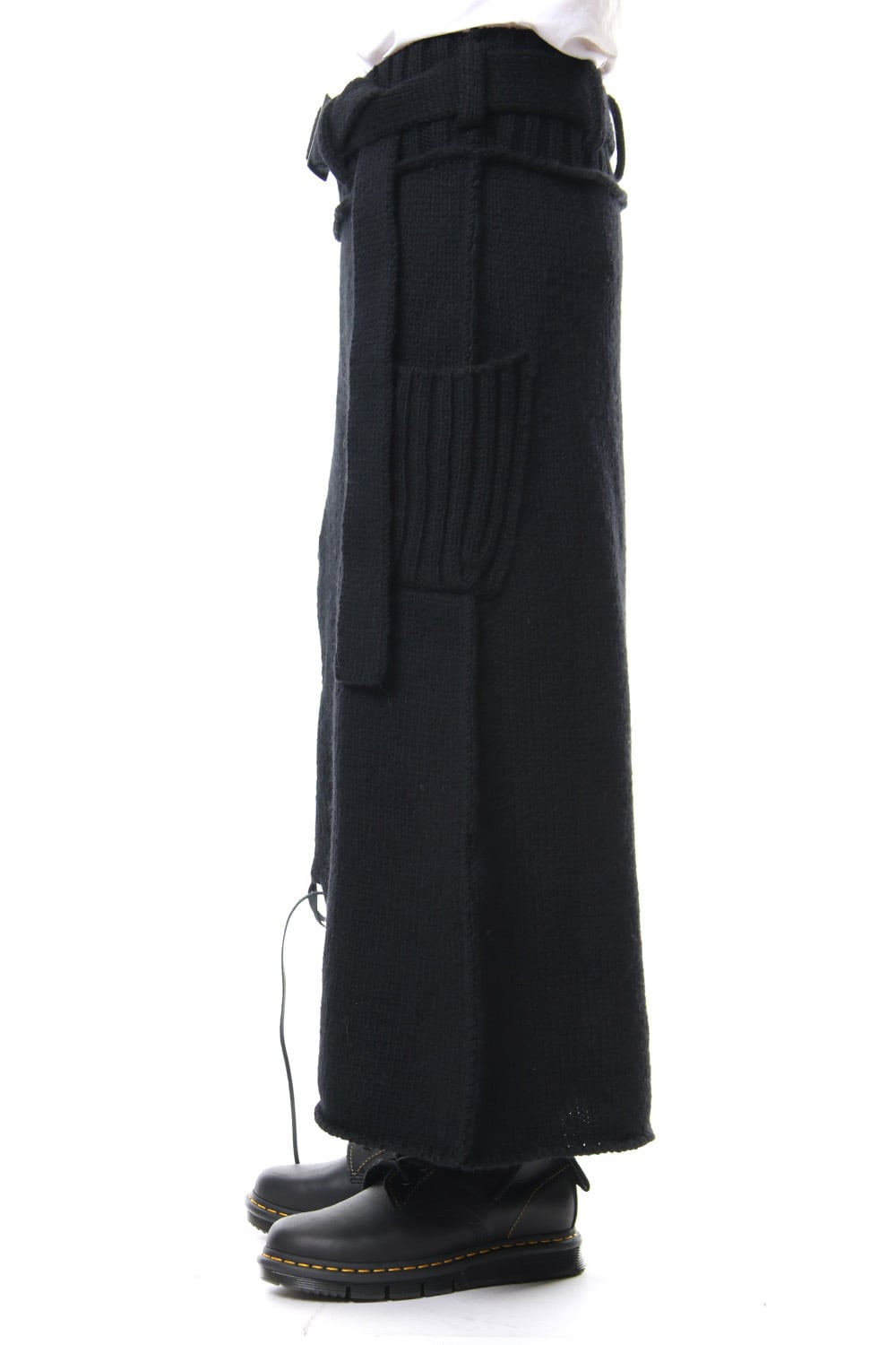 Leather Lace Seam Grafting Knit Long Skirt