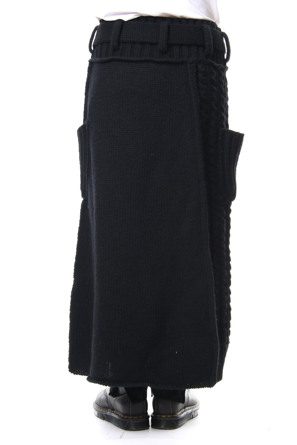 Leather Lace Seam Grafting Knit Long Skirt