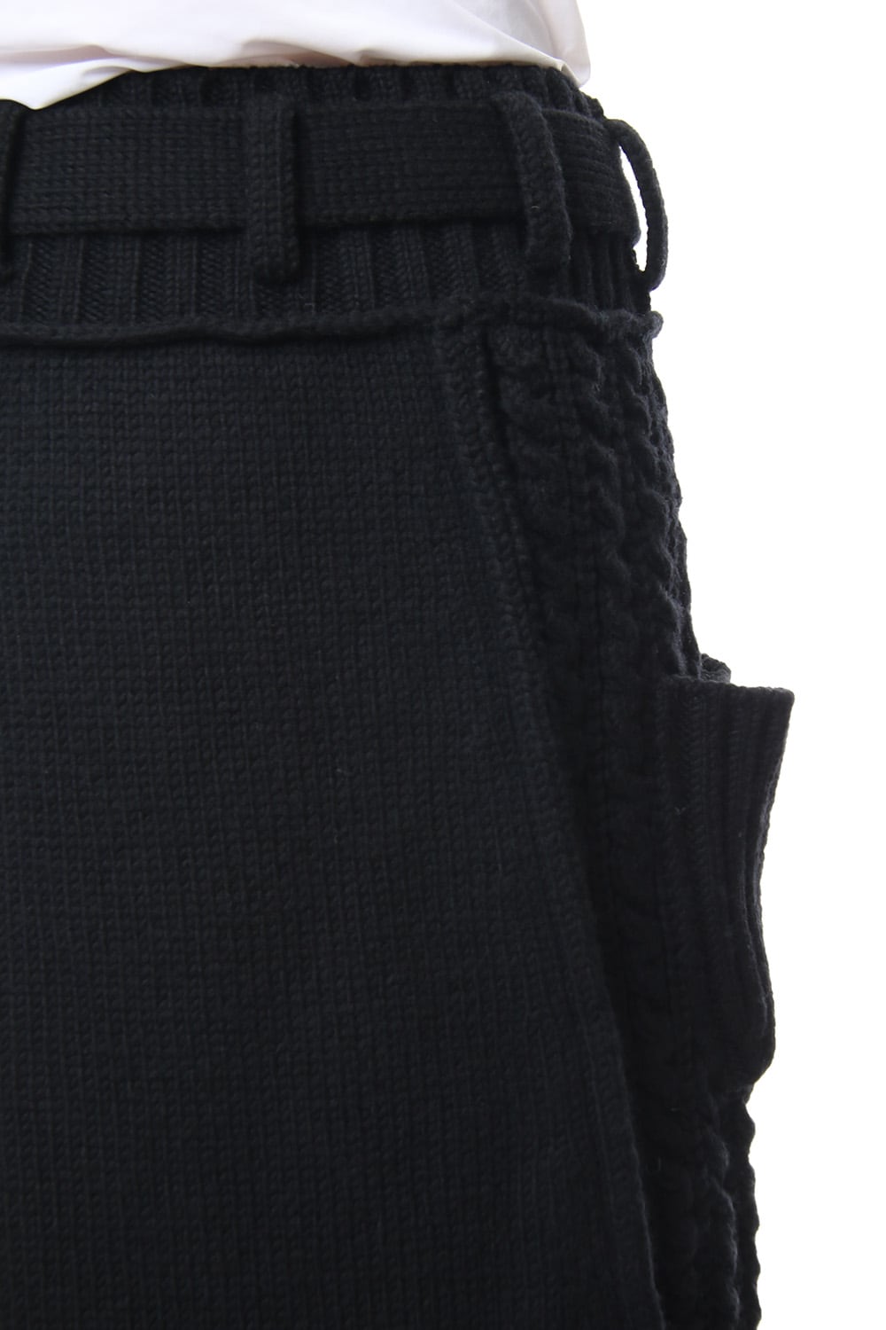 Leather Lace Seam Grafting Knit Long Skirt