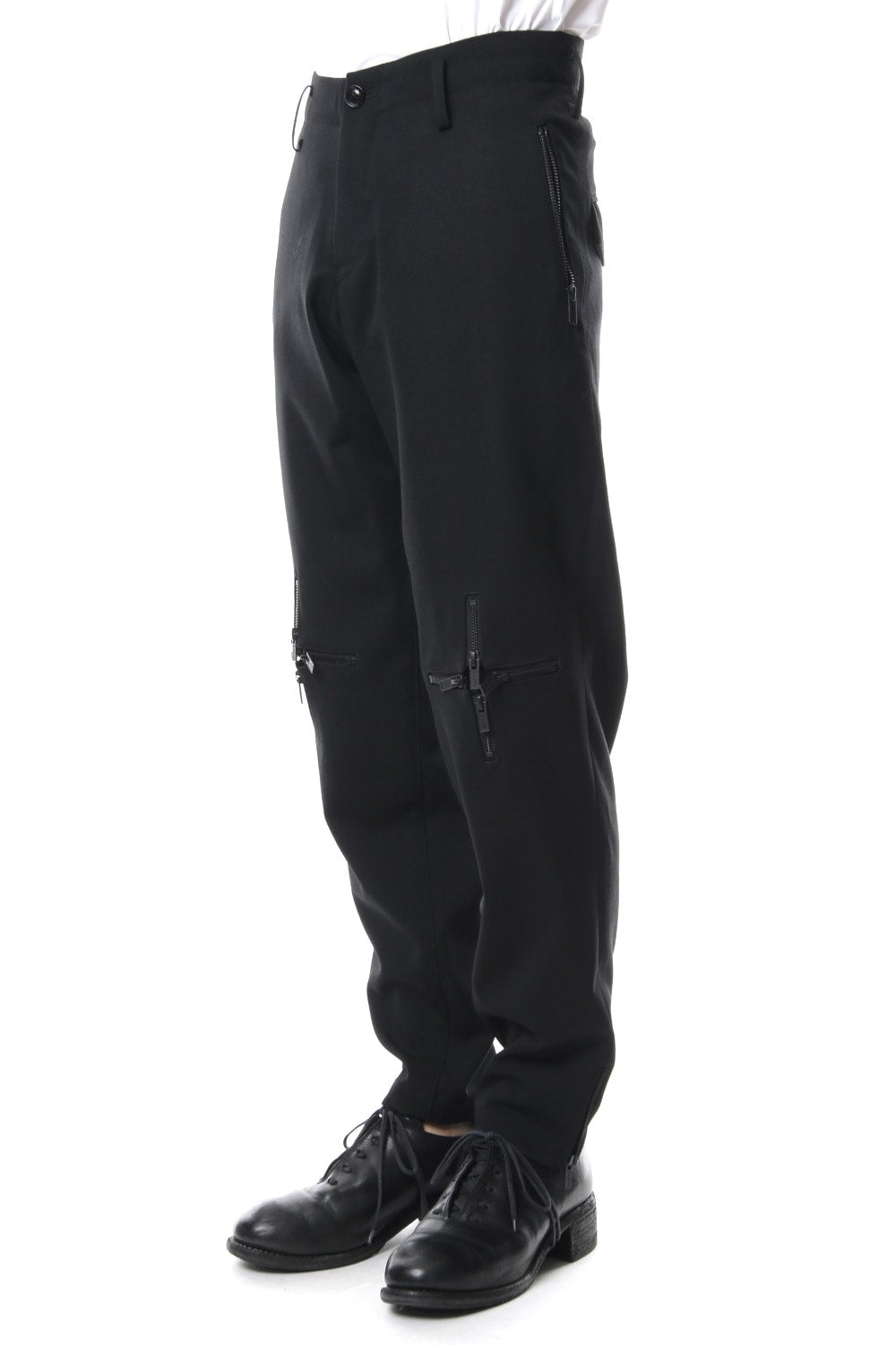 Knee Cross Fastener Slim Pants Straight Twill