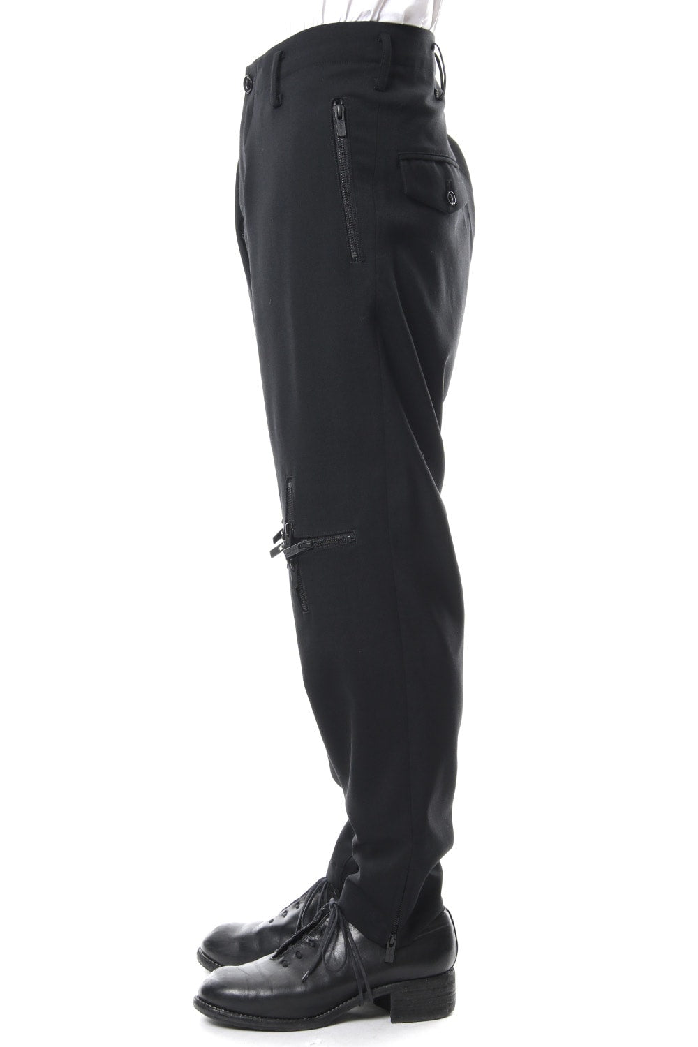 Knee Cross Fastener Slim Pants Straight Twill