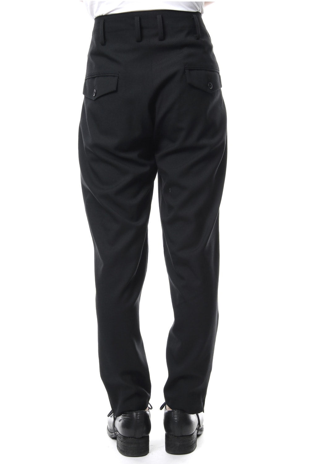 Knee Cross Fastener Slim Pants Straight Twill