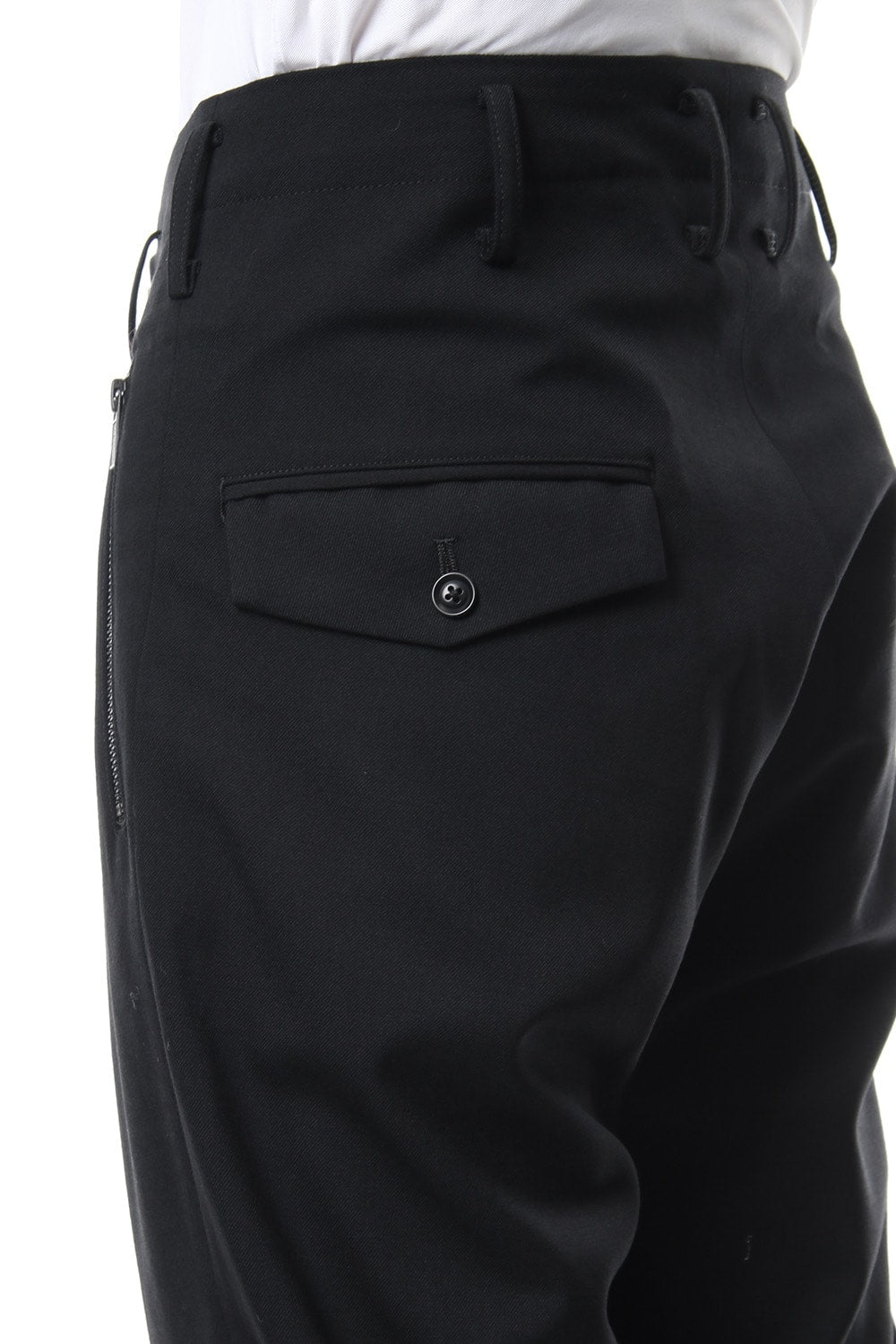 Knee Cross Fastener Slim Pants Straight Twill