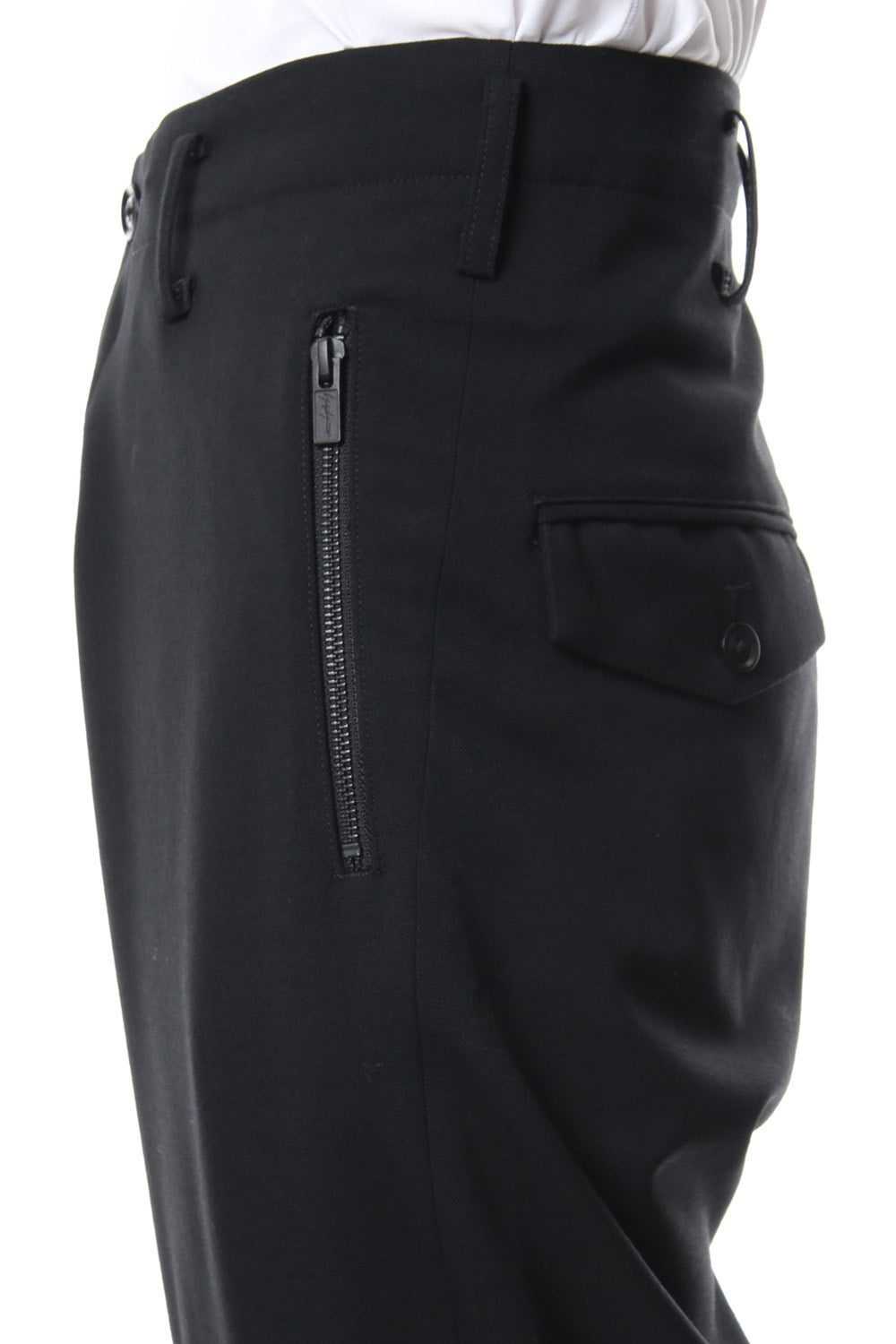 Knee Cross Fastener Slim Pants Straight Twill